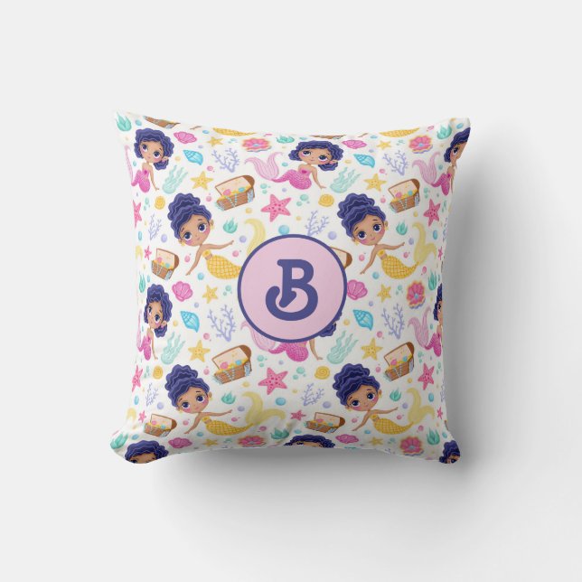 Mermaid Life Monogrammed Throw Pillow (Front)