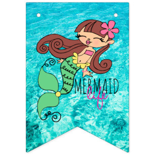 Mermaid Life Party Bunting Banner