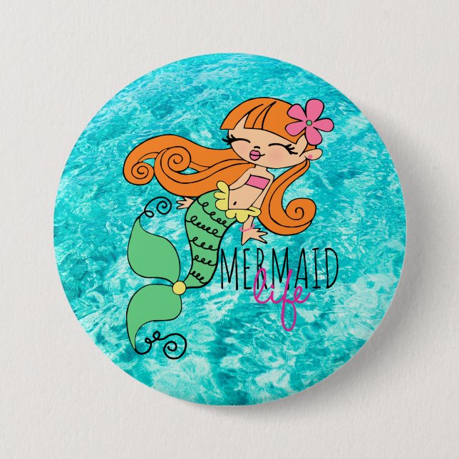 Mermaid Life RH 3 Inch Round Button (Front)