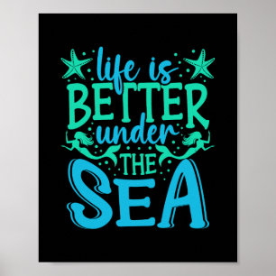 Mermaid Life Under The Sea Vacation Marine Biologi Poster
