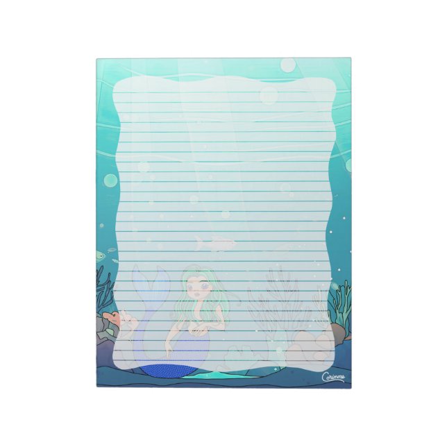 Mermaid Lined - 11" x 8.5" Notepad (Rotated)