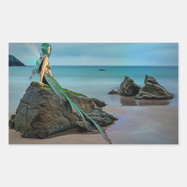 Mermaid Looking out over the Ocean Sticker (Front)
