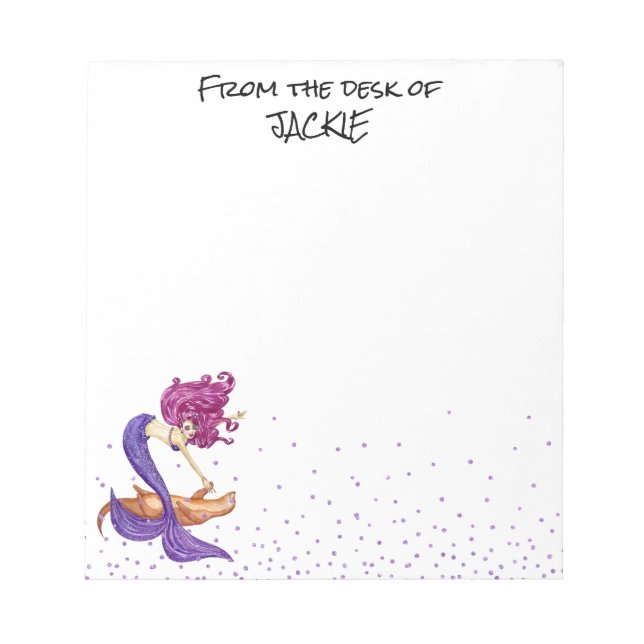 Mermaid Lover From the Desk of Personalised Notepa Notepad (Front)