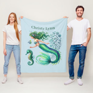 Mermaid lovers add name fleece blanket