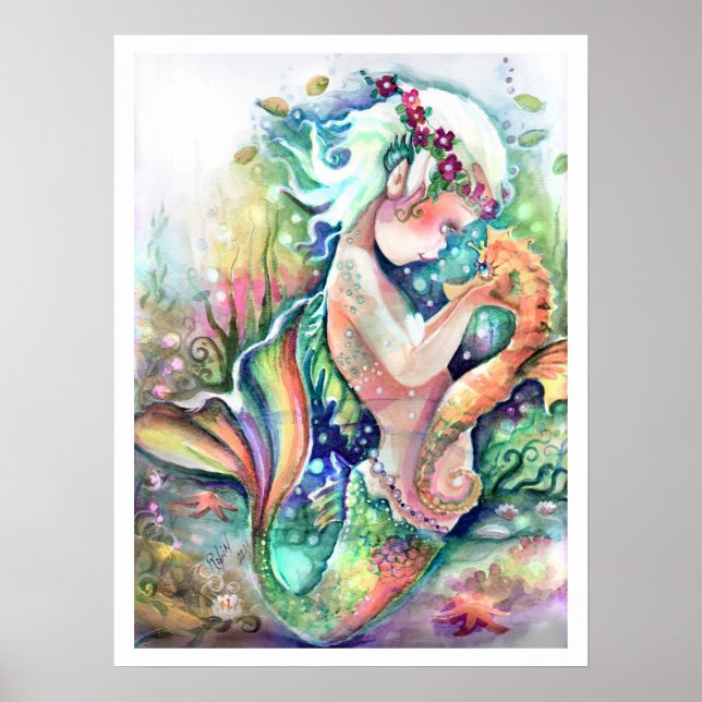 "Mermaid Loves her Seahorse" Poster (Front)