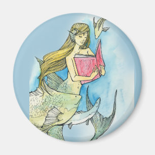 Mermaid loves to read Magnet