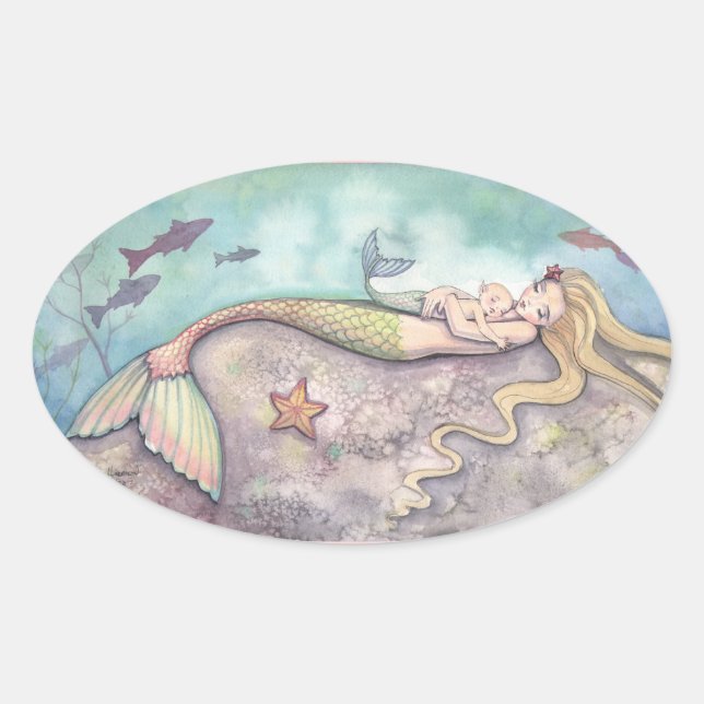 Mermaid Lullaby Fantasy Art Stickers (Front)