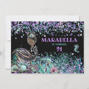 *~* Mermaid LUXE GLAM Under the Sea 21 Birthday Invitation