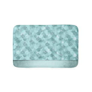 Mermaid Luxe Scale   Seafoam Mint Green Aqua Sheen Bath Mat