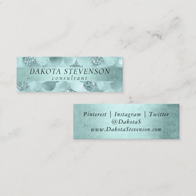 Mermaid Luxe Scale | Seafoam Mint Green Branding Mini Business Card (Front/Back)