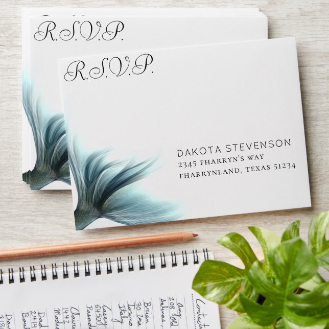 Mermaid Luxe Scales | Aqua Mint Return Address Envelope (Stacked)