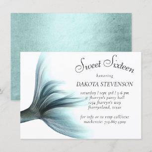 Mermaid Luxe   Seafoam Mint Green Lustre Birthday Invitation