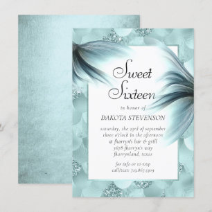 Mermaid Luxe   Seafoam Mint Green Lustre Birthday Invitation