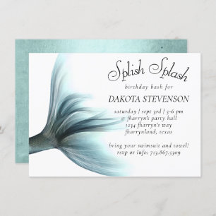 Mermaid Luxe   Seafoam Mint Green Splish Splash Invitation