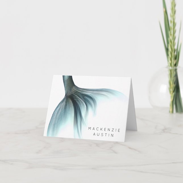 Mermaid Luxe Tail | Seafoam Mint Green Aqua Custom Note Card (Front)