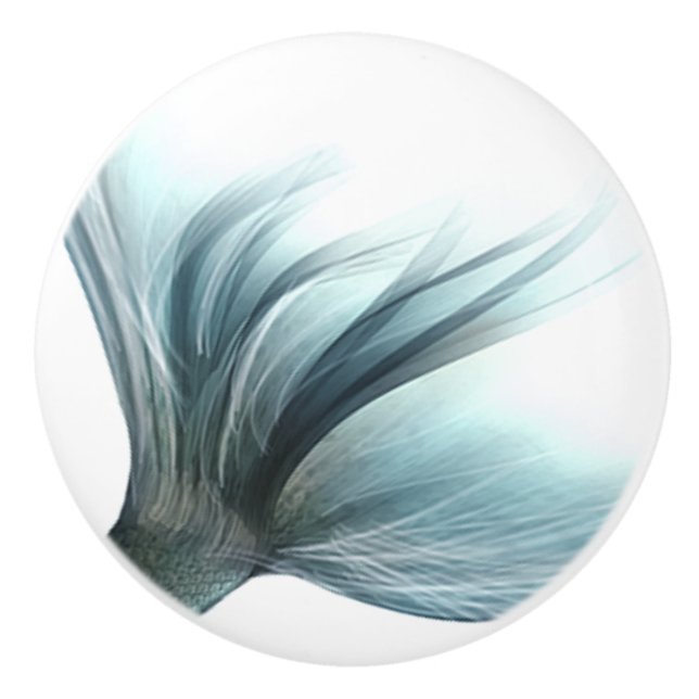 Mermaid Luxe Tail | Seafoam Mint Green Aqua Sheen Ceramic Knob (Front)
