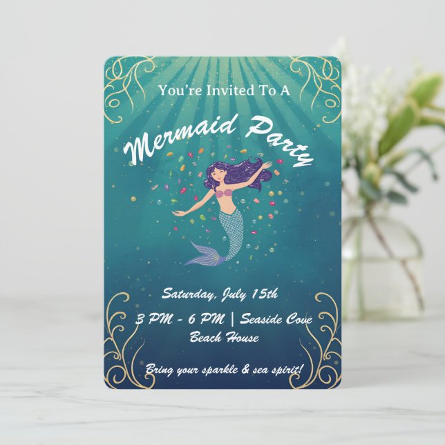 Mermaid Magic Birthday Invite (Standing Front)