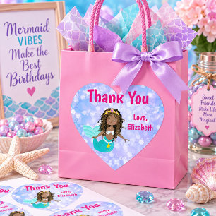Mermaid Magic Thank You Heart Sticker