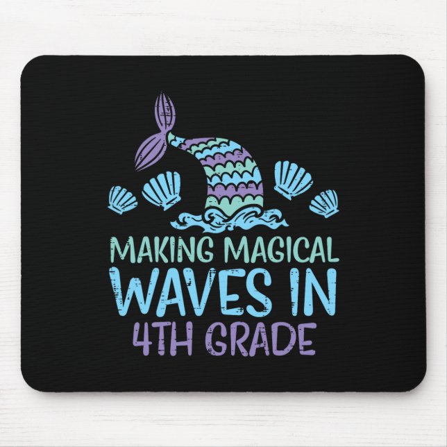 Mermaid Magical Waves 4th Grade Fourth First Day S Mouse Mat (Front)