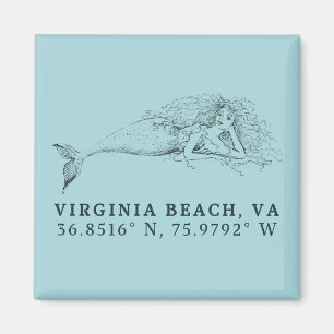 Mermaid Magnet - Coordinates of Virginia Beach, VA