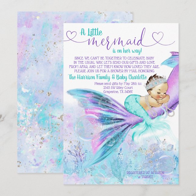 Mermaid Mail Baby Shower Invitation (Front/Back)