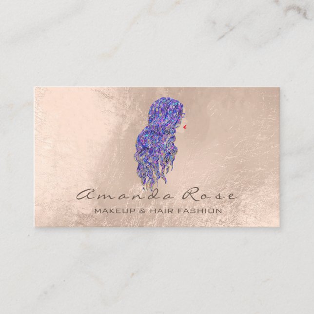 Mermaid Makeup Lashes Hairdresser Ivory Purple Business Card (Front)
