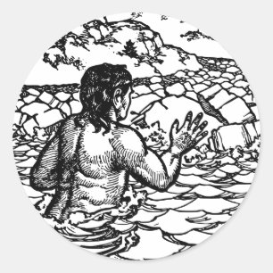 Mermaid Man Merman In water Fantasy fairytale Art Classic Round Sticker