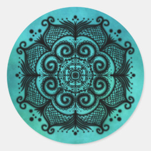 Mermaid Mandala Classic Round Sticker