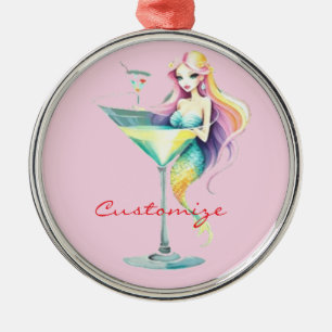 Mermaid Martini Girl Thunder_Cove Metal Tree Decoration