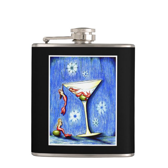 Mermaid Martini Hip Flask (Front)