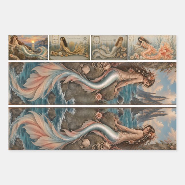 Mermaid Masterboard Decoupage Wrapping Paper Sheet (Front)