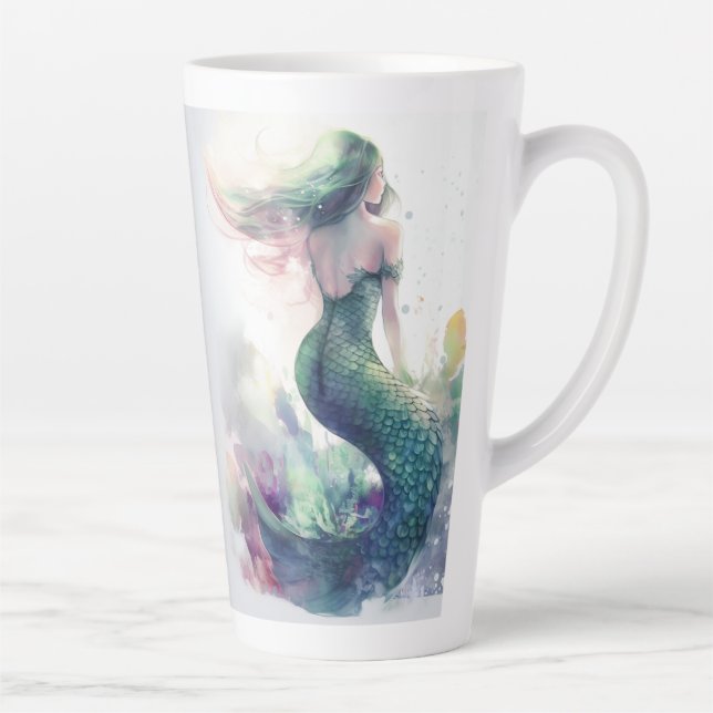 Mermaid (matches w/ Illustrated Mermaid Journal) Latte Mug (Right)