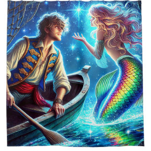 Mermaid Meeting Man Shower Curtain