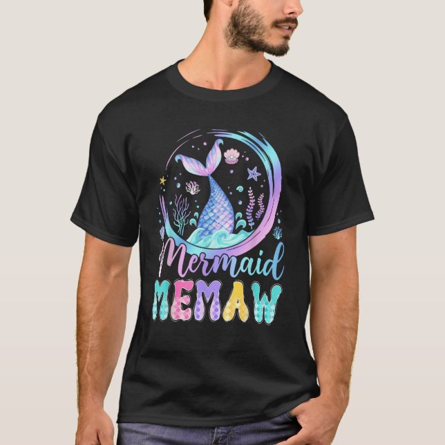 Mermaid Memaw Of The Birthday Girl Family Matching T-Shirt (Front)