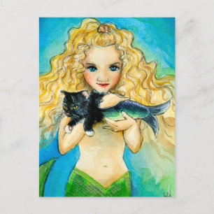 Mermaid, mercat art painting post card