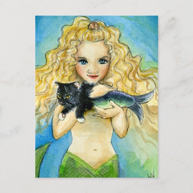 Mermaid, mercat art painting post card (Front)
