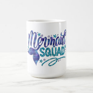 Mermaid - "Mermaid Squad" - Teal Faux Glitter Coffee Mug