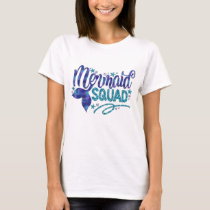 Mermaid - "Mermaid Squad" - Teal Faux Glitter T-Shirt