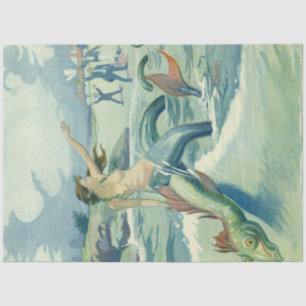 Mermaid / Mermaids Vintage Antique Decoupage Tissue Paper