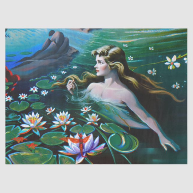 Mermaid / Mermaids Vintage Antique Decoupage Tissue Paper (Front)