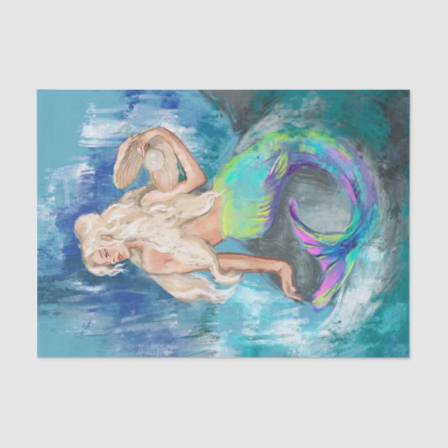 Mermaid / Mermaids Vintage Antique Decoupage Tissue Paper (Front)