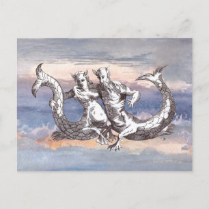 MERMAID & MERMAN IN OCEAN SKY POSTCARD