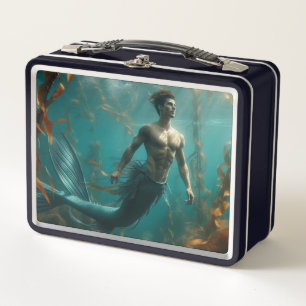 Mermaid Merman Metal Lunch Box