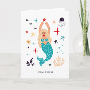 Mermaid Message   Blank Card