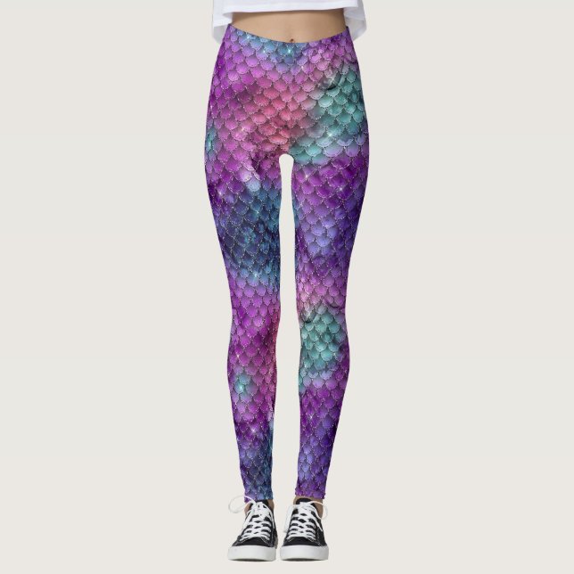 Mermaid metallic watercolor outfit leggings (Front)