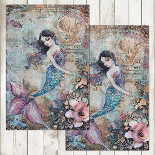 MERMAID MIXED MEDIA DECOUPAGE TISSUE PAPER