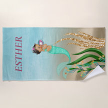 Mermaid Monogram Beach Towel