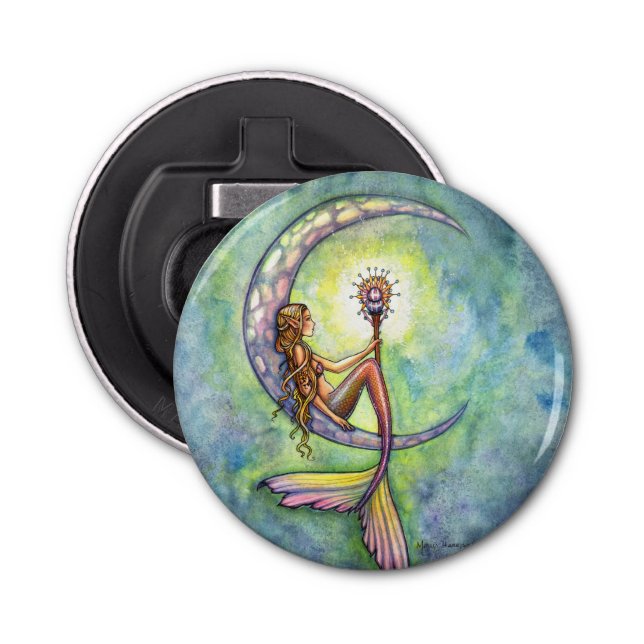Mermaid Moon Fantasy Art by Molly Harrison Bottle Opener (Front)