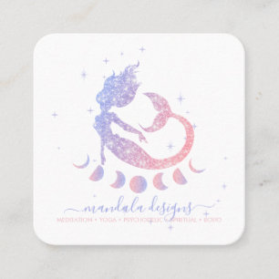 Mermaid moon phrases square business card
