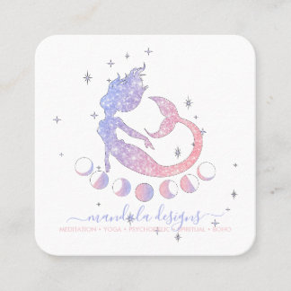 Mermaid moon phrases square business card